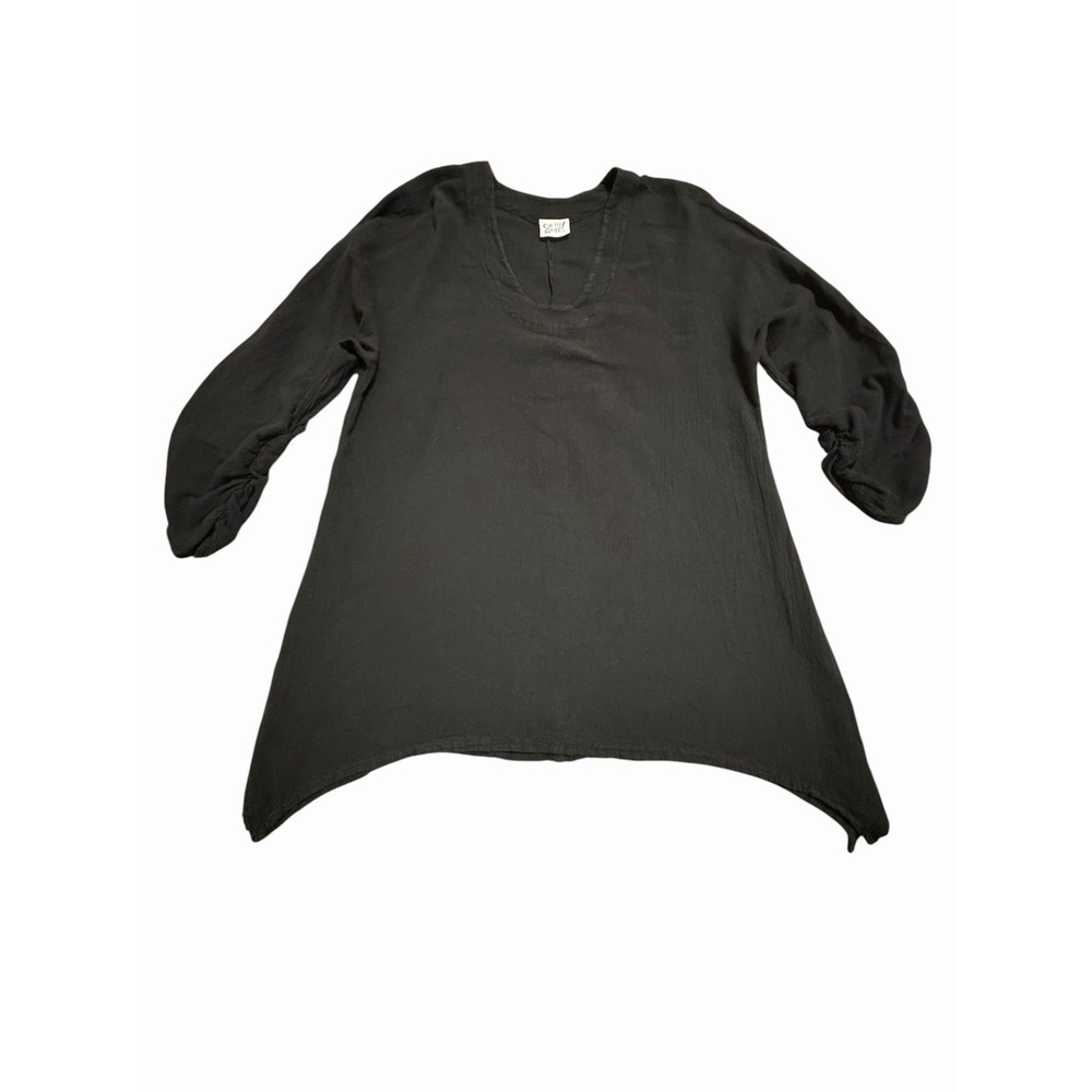 Oh My Gauze! Shirt Womens Sz 1 Small Black Relaxed 100% Cotton 3/4 Sleeve AA15-1